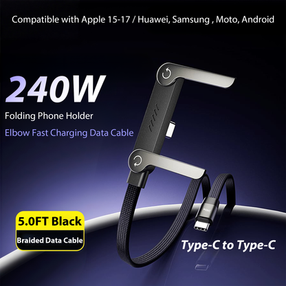2-in-1 Cable 240W Fast Charging with Phone Stand