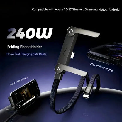 2-in-1 Cable 240W Fast Charging with Phone Stand