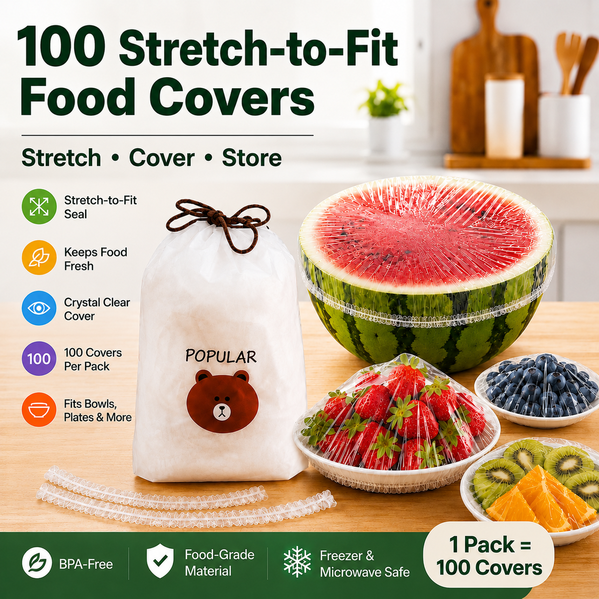 ⏳LAST DAY SALE 50% OFF🔥Velnok® Disposable Stretch Food Covers for Bowls & Plates