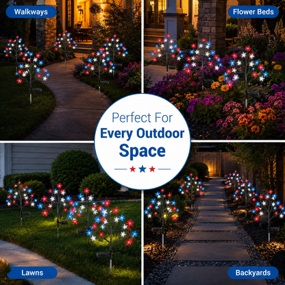 Red, White & Blue Yard Glow — Patriotic Solar Starburst Garden Lights