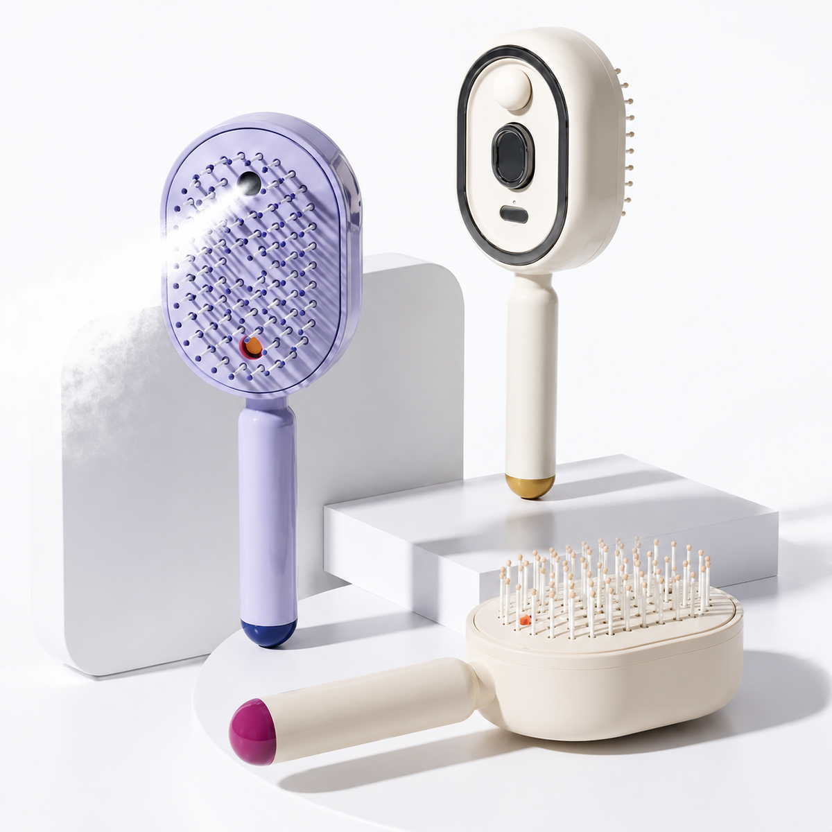 3-in-1 Mist Hair Brush – Smooth Frizz, Knots & Dry-Looking Hair Fast