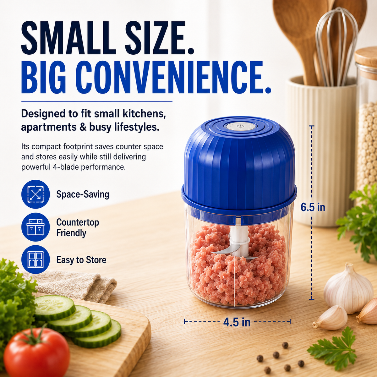 🔥Last Day 50% OFF — Cordless Multifunctional Mini Chopper with 4 Sharp Blades