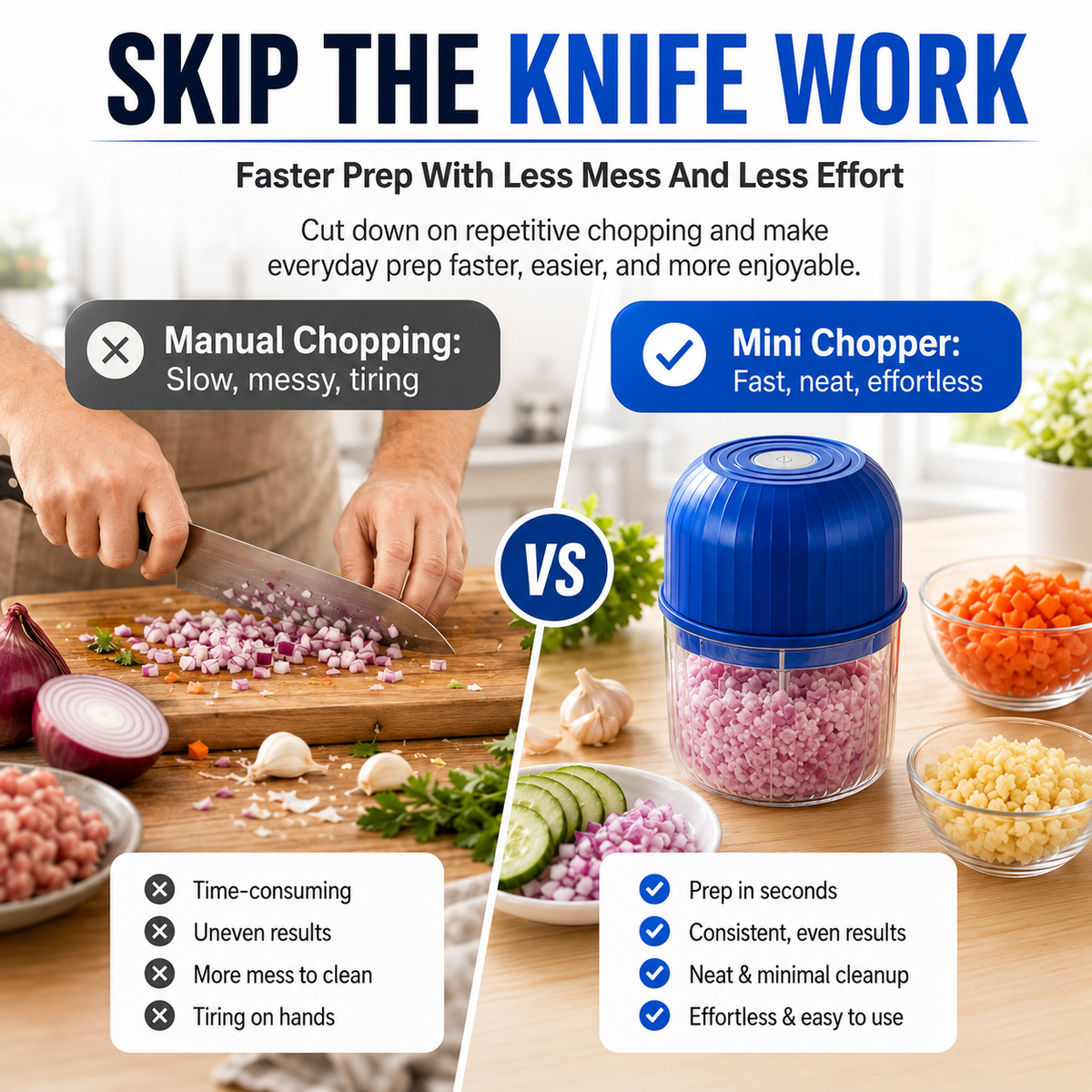 🔥Last Day 50% OFF — Cordless Multifunctional Mini Chopper with 4 Sharp Blades