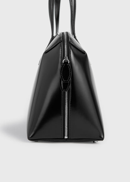 Medium box-leather day tote black