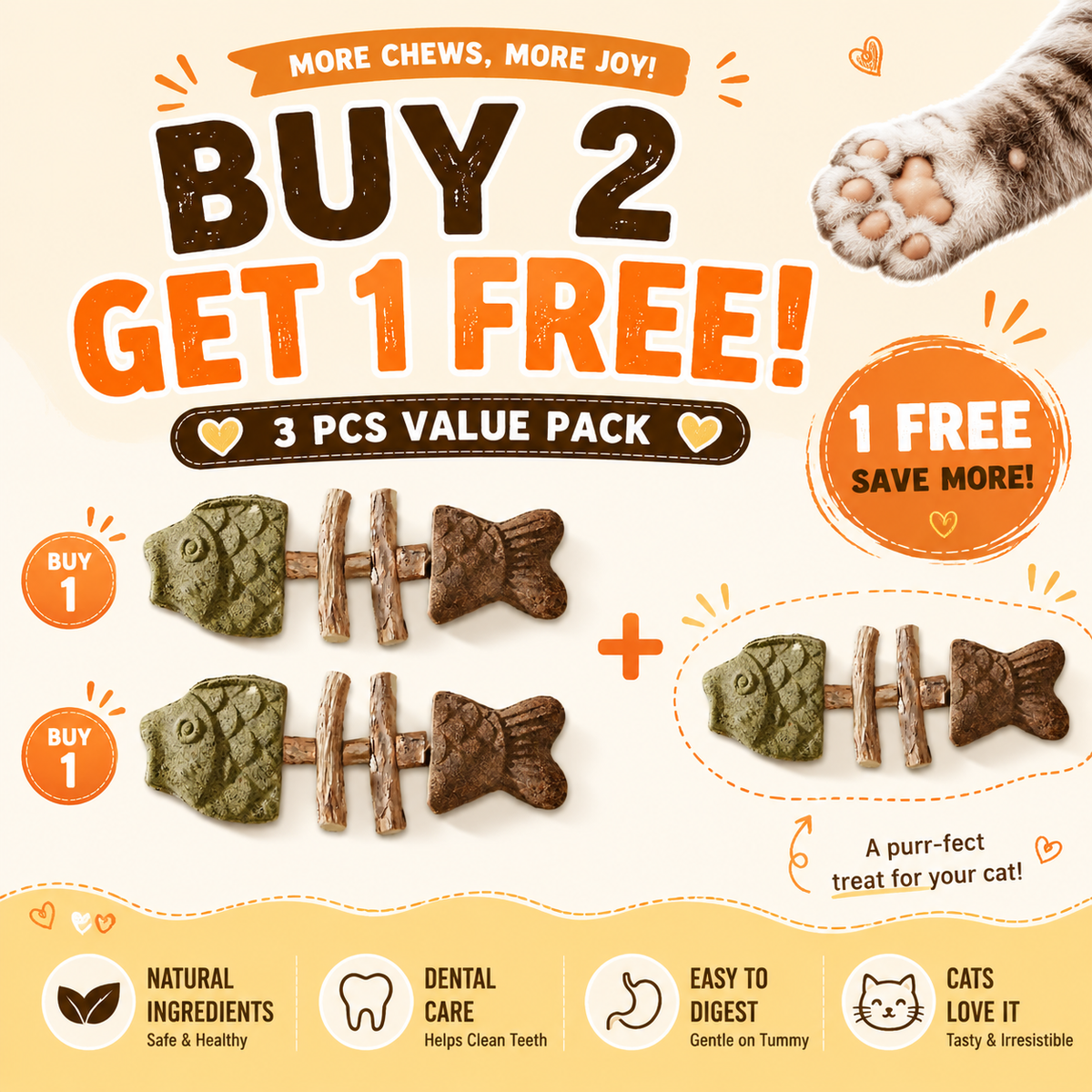 Sterling Velnok™ Catnip & Silvervine Chew