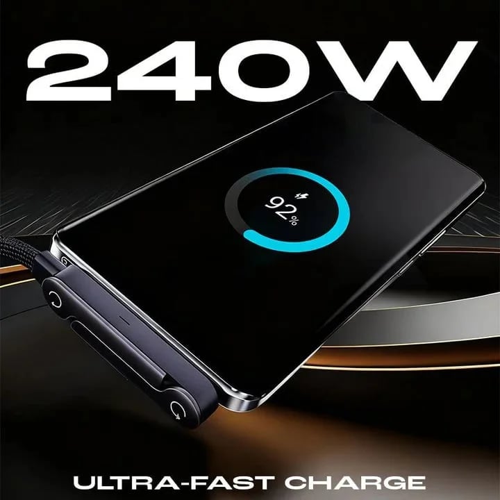 2-in-1 Cable 240W Fast Charging with Phone Stand