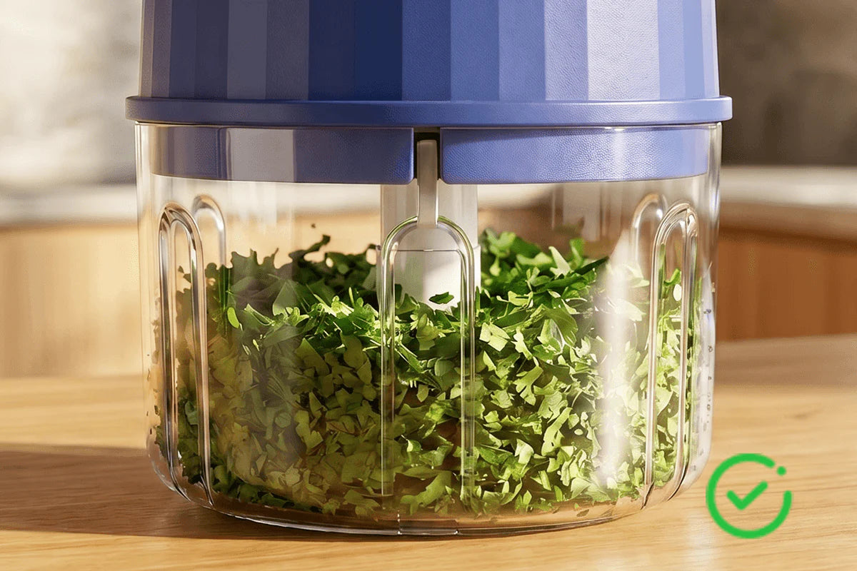 Herbs chopped by food chopper