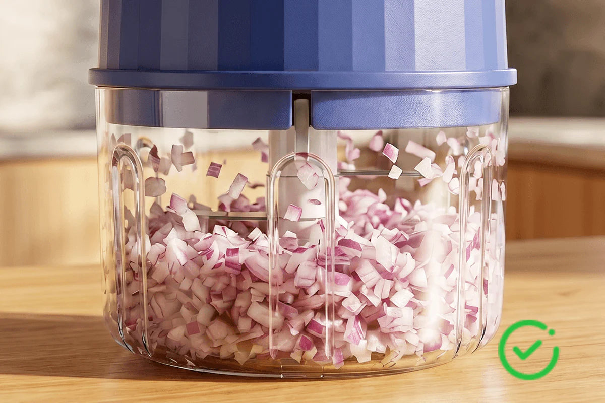 Onions chopped by food chopper
